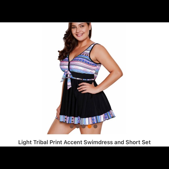 TRIBAL PRINT SWIMDRESS / SHORT SET - Picture 2 of 5